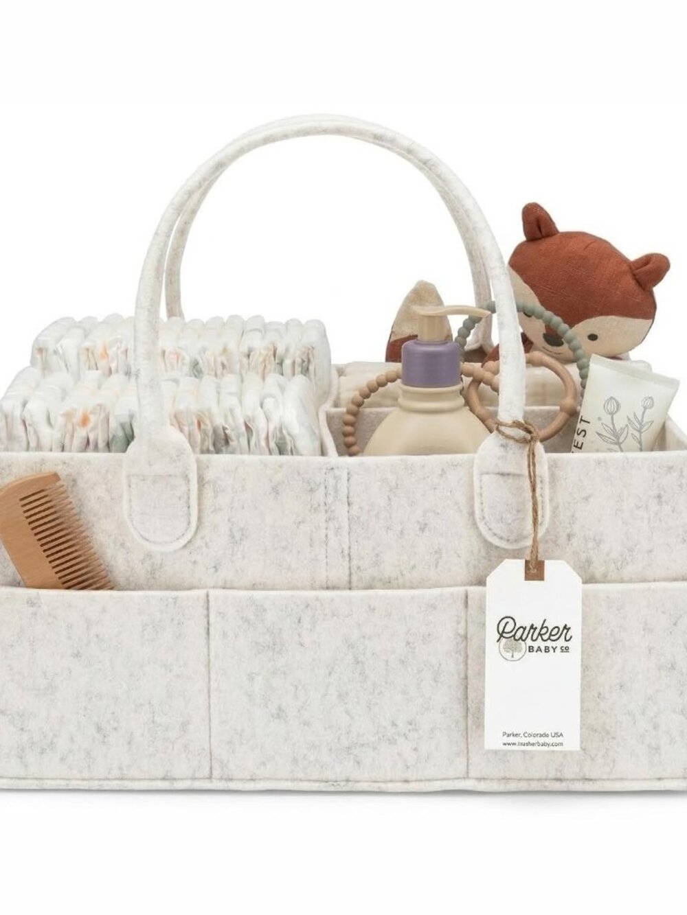Felt Diaper Caddy Organizer - Large, White